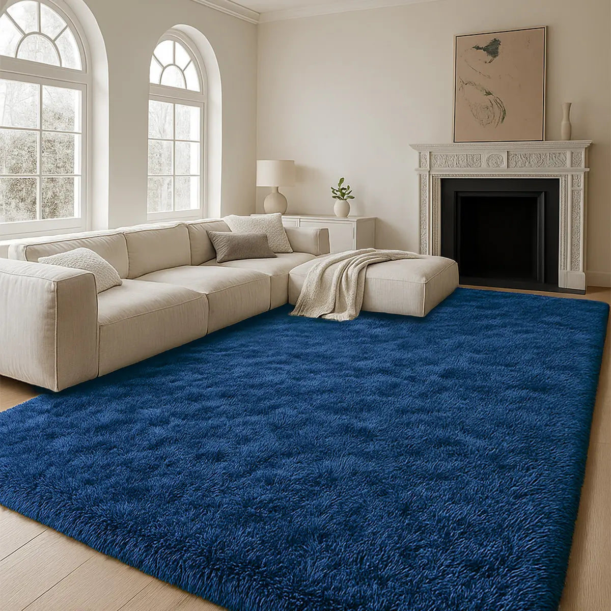TABAYON Large Shaggy Tie-Dye Area Rug - Non-Slip Fluffy Carpet for Living Room, Bedroom, and Playroom Decor