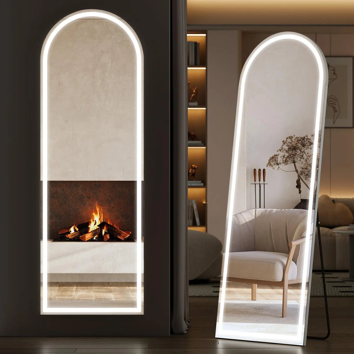 Furnichic Haven - Full Length Mirror with Stand Wall Mirror, Aluminum Frame Sturdy Structure, Room Decor Minimalist