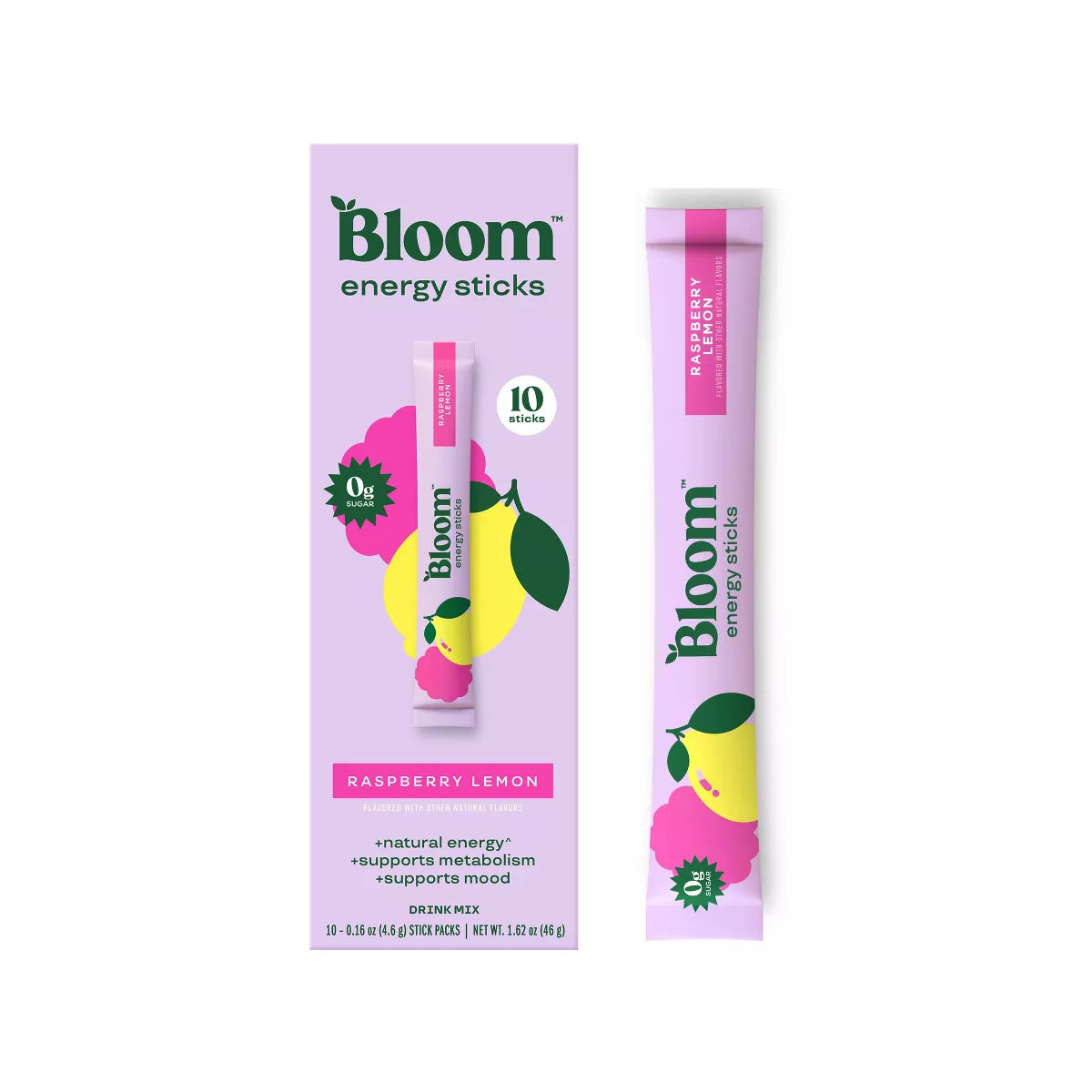 BLOOM NUTRITION Natural Energy Stick Packs - 10Pk