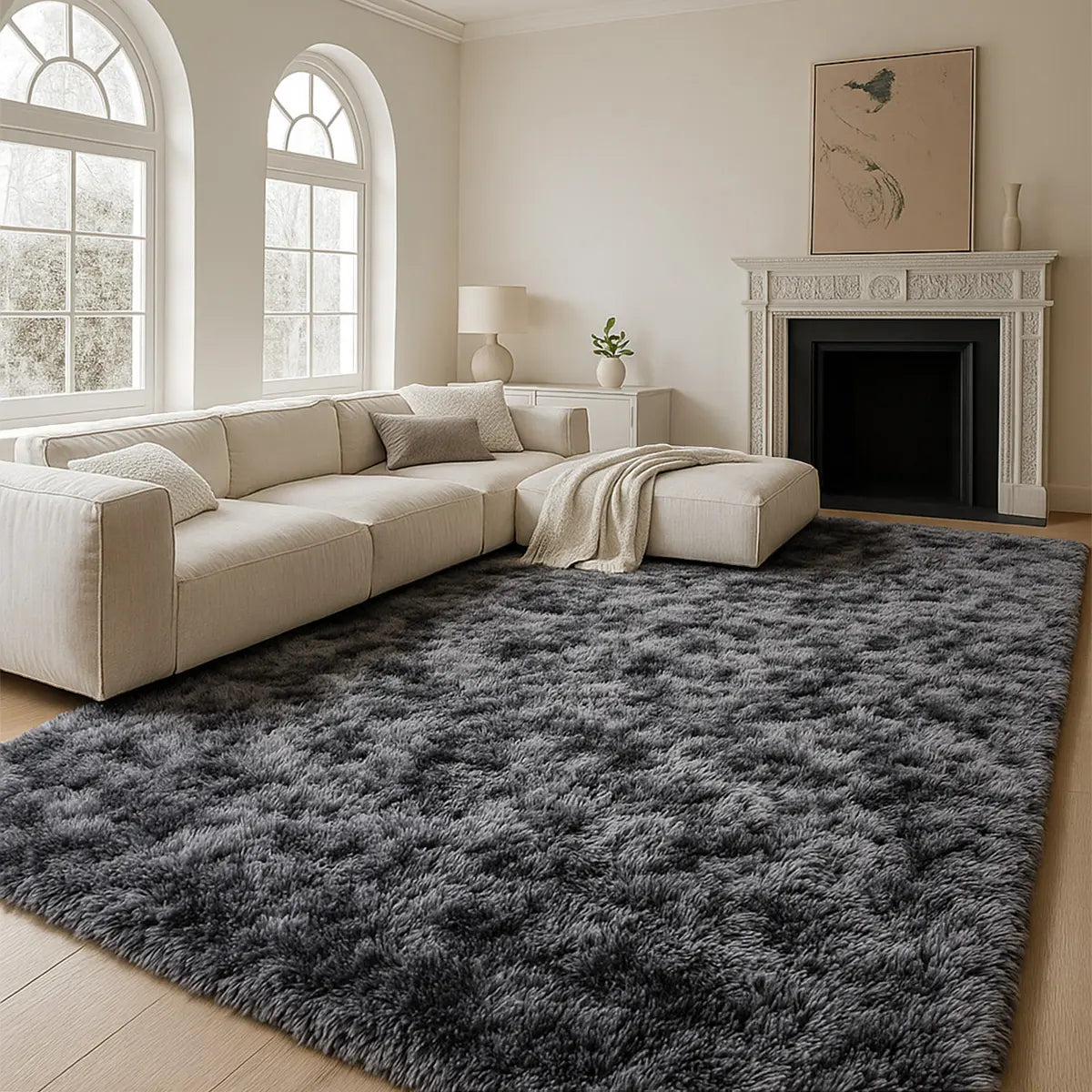 TABAYON Large Shaggy Tie-Dye Area Rug - Non-Slip Fluffy Carpet for Living Room, Bedroom, and Playroom Decor