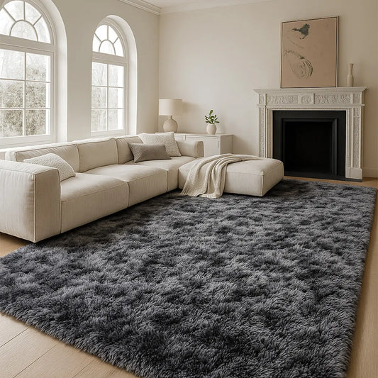 TABAYON Large Shaggy Tie-Dye Area Rug - Non-Slip Fluffy Carpet for Living Room, Bedroom, and Playroom Decor