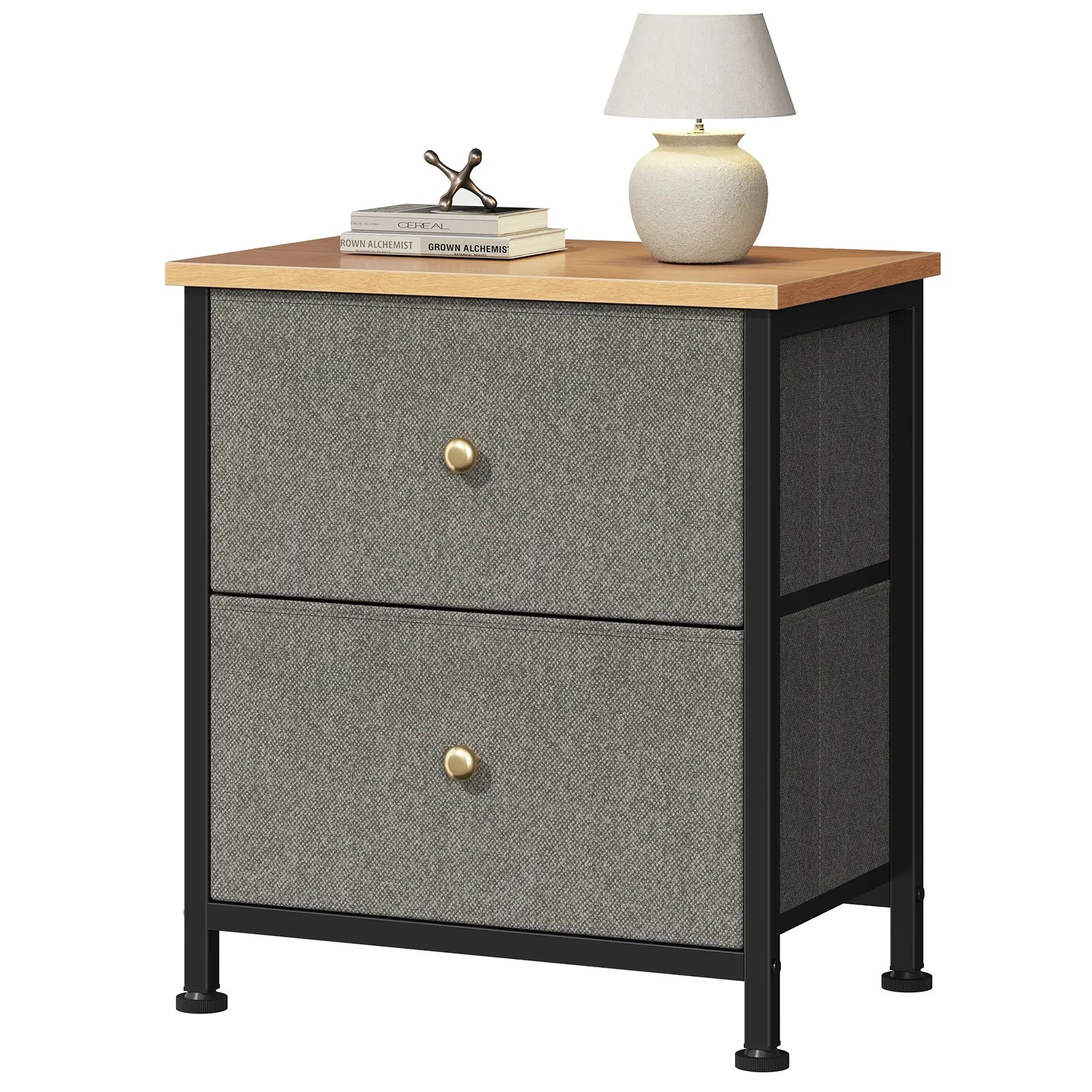【Deals for You】 Nightstand with 2 Fabric Drawers, Dresser, Side Table, End Table, Bedside Table, Night Stands, Bedroom Furniture for Living Room, Entryway, Nursery, Closet