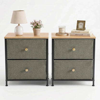 【Deals for You】 Nightstand with 2 Fabric Drawers, Dresser, Side Table, End Table, Bedside Table, Night Stands, Bedroom Furniture for Living Room, Entryway, Nursery, Closet