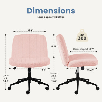 Criss Cross Armless Desk Chair with Enhanced Seat Cushion - Swivel Office Chair for Home and Work, Ideal Christmas Gift