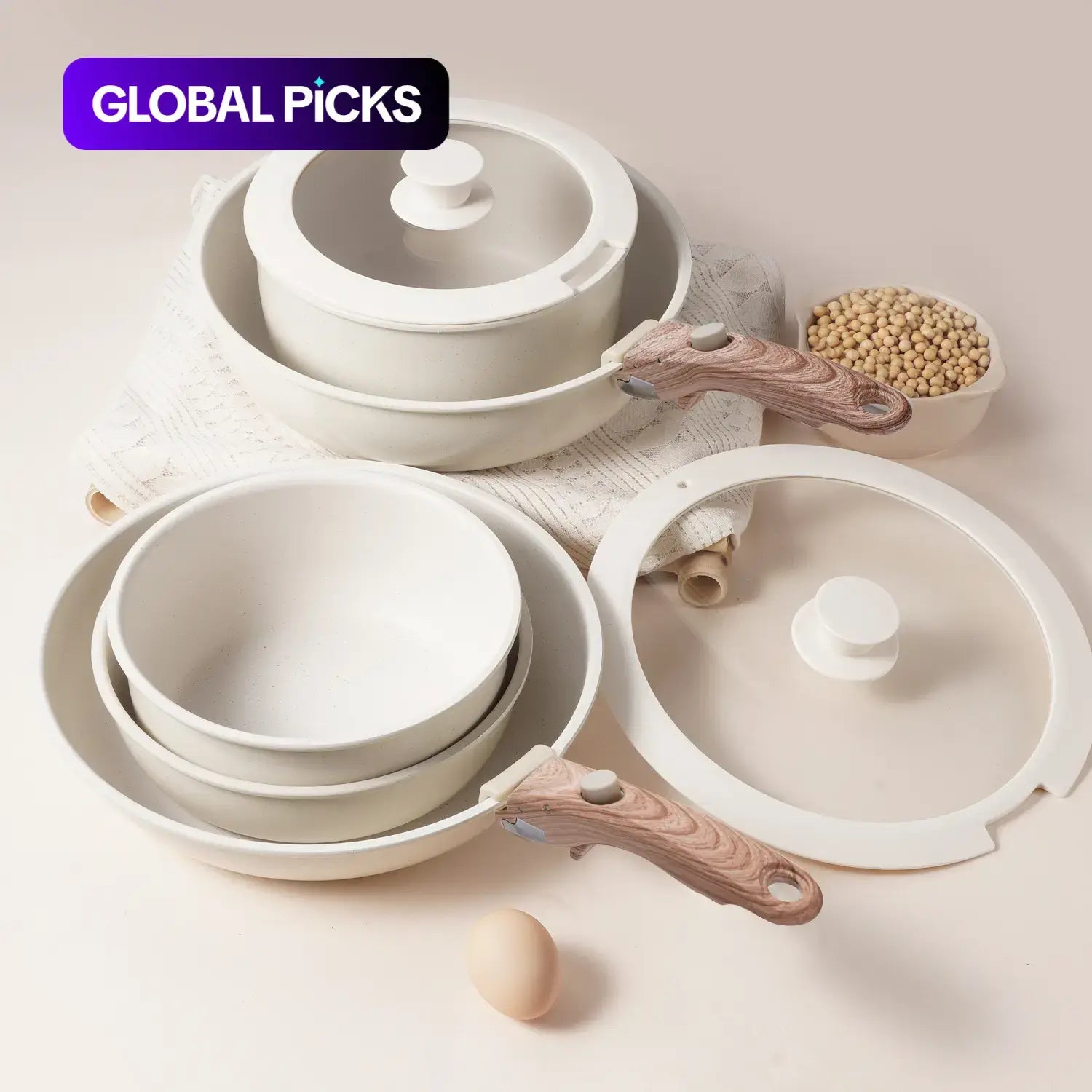 1 Set Portable Detachable Handle Aluminum Alloy Cookware Set, Cooking Pots Set, Kitchen Cooking Pot with Lid & Frying Pan, Home Dutch Oven Cookware Accessories #GLOBAL PICKS