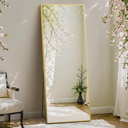 Furnichic Haven - Full Length Mirror with Stand Wall Mirror, Aluminum Frame Sturdy Structure, Room Decor Minimalist