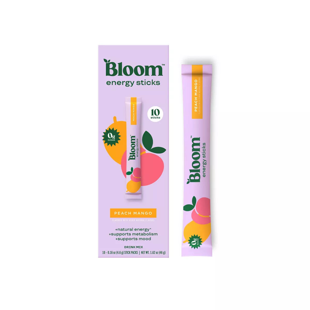 BLOOM NUTRITION Natural Energy Stick Packs - 10Pk